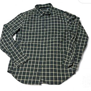 Banana Republic Men's Green and White Checkered Shirt